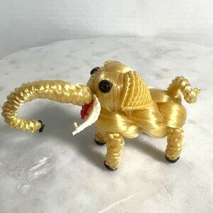 Vtg Braided Plastic Elephant Figurine MCM Kitsch Animal 1950s Novelty Craft